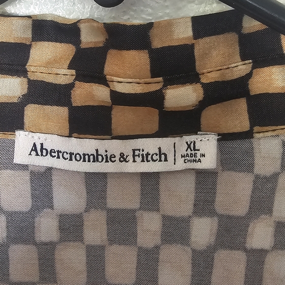 Abercrombie & Fitch Black and Tan Checkered Long Sleeve Dress - Picture 2 of 4